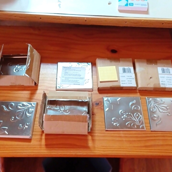 Wall Design Tin Silver  Squares  Boxes 3 open  3 New With BoxAll For This price - Picture 1 of 9
